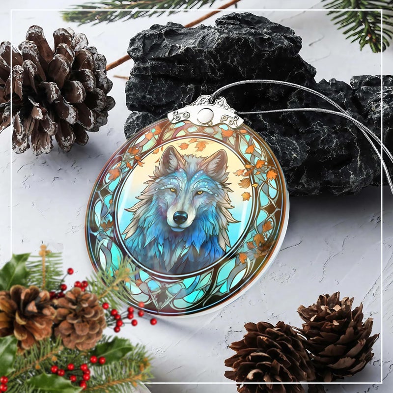 Sensemory Dog Ornaments for Christmas Tree, Dog Ornament, Big 4 Inch Acrylic Hanging Art, Tree Ornaments, Holiday Decoration, Car Interior Accent, 2025 Christmas Ornament (Mystic Wolf) - Image 5